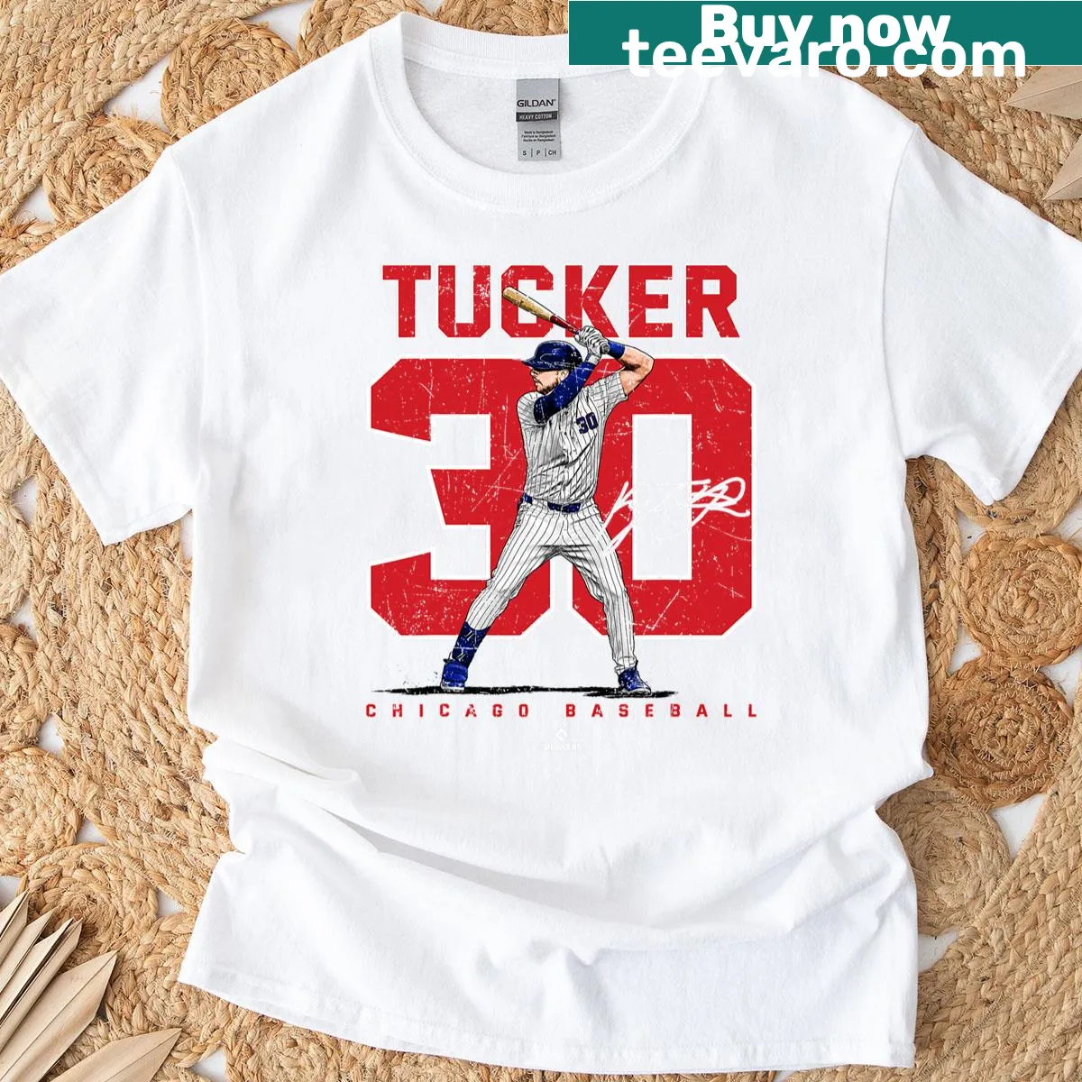 T-shirt featuring Kyle Tucker's portrait and number — on a men's t-shirt