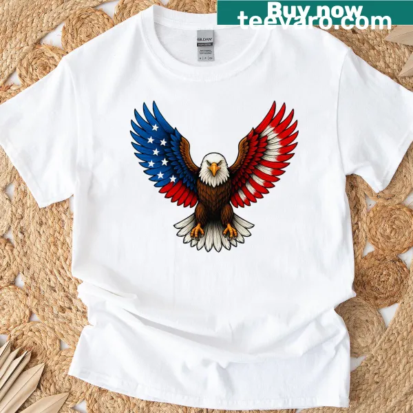 Bald eagle graphic with American flag design for 4th of July
