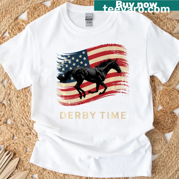 Fun horse racing graphic with patriotic elements