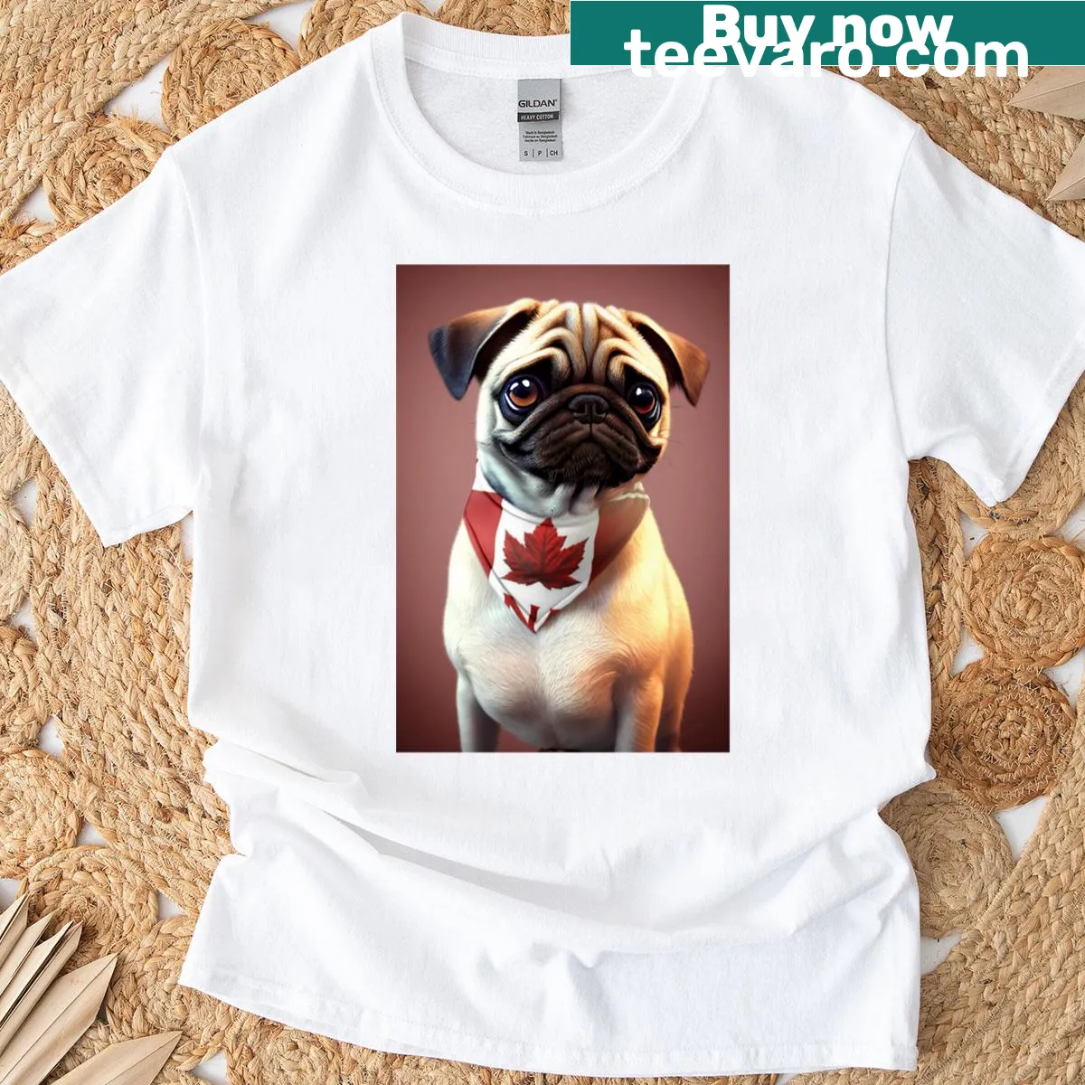 Cute patriotic dog illustration on T-shirt — on a men's t-shirt