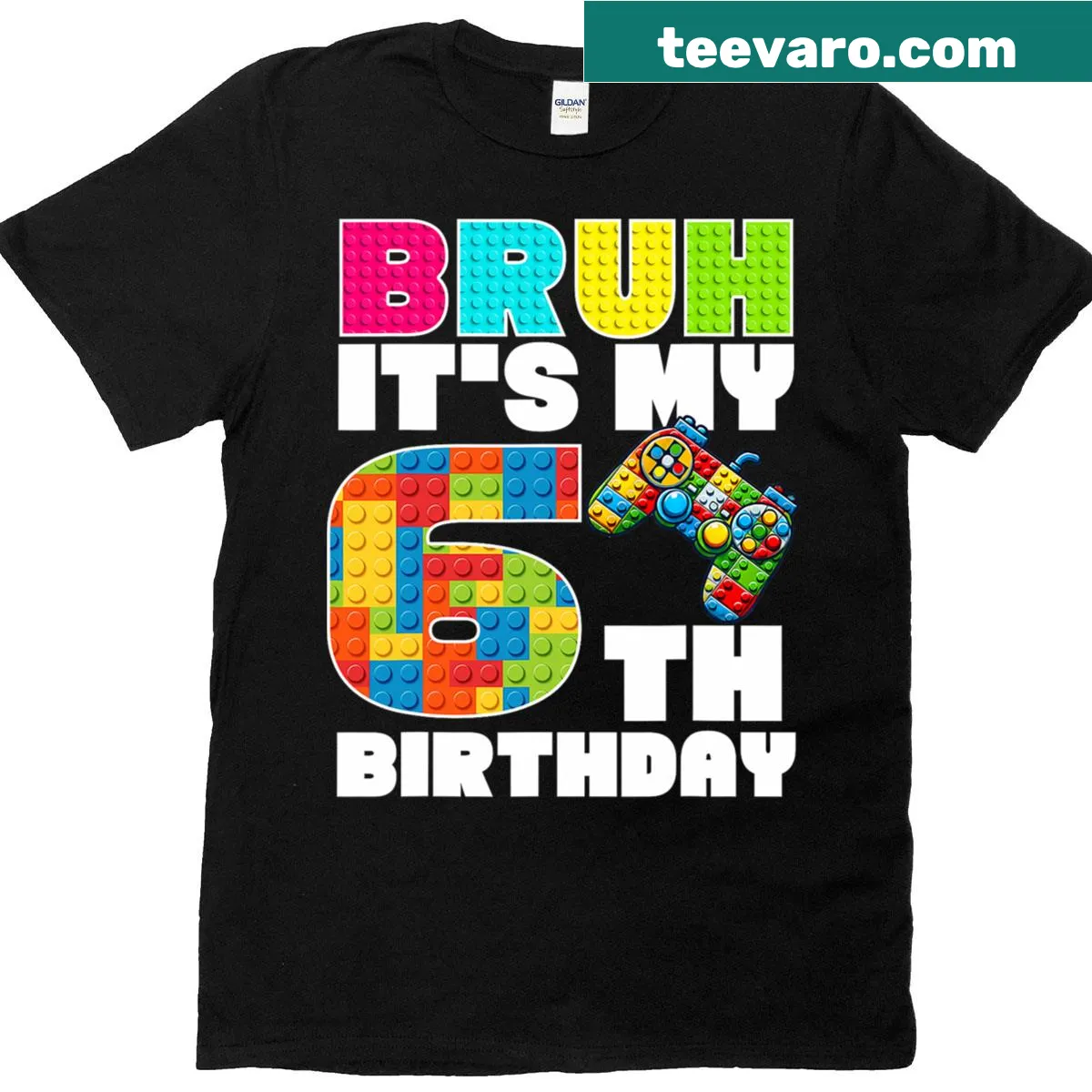 T-shirt with playful text celebrating a 6th birthday for gamers — on a men's t-shirt
