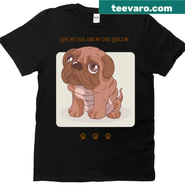 Illustration of happy dogs celebrating pup love on a T-shirt