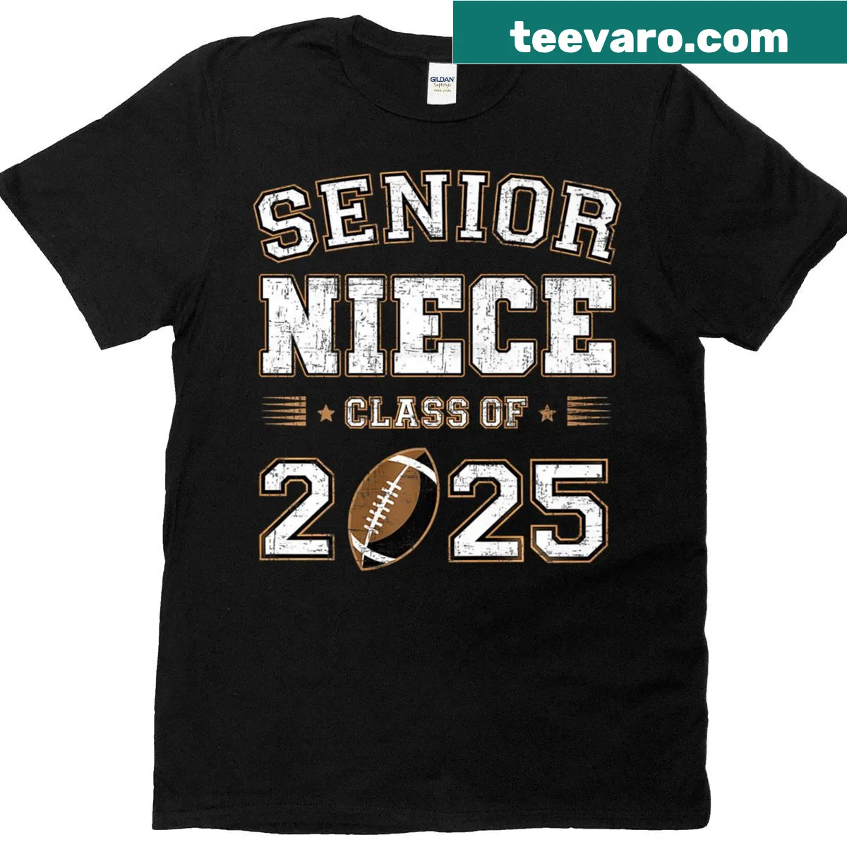 Premium T-shirt for Senior Football Niece of Class of 2025 — on a men's t-shirt