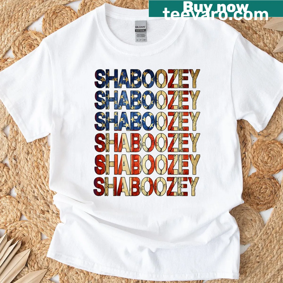 Vintage distressed T-shirt with 'I Love My Shaboozey' text — on a men's t-shirt