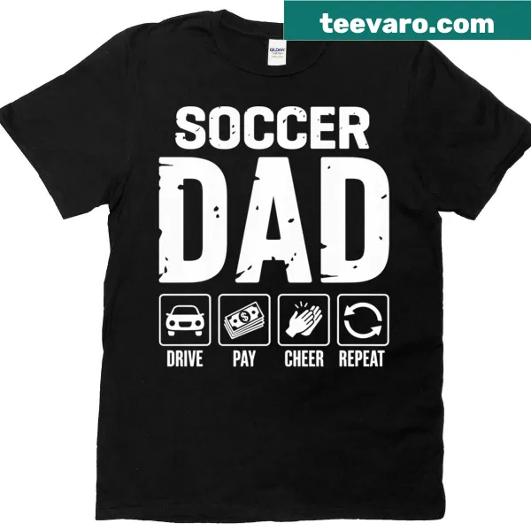 Playful soccer dad graphic T-shirt with fun sayings and illustrations