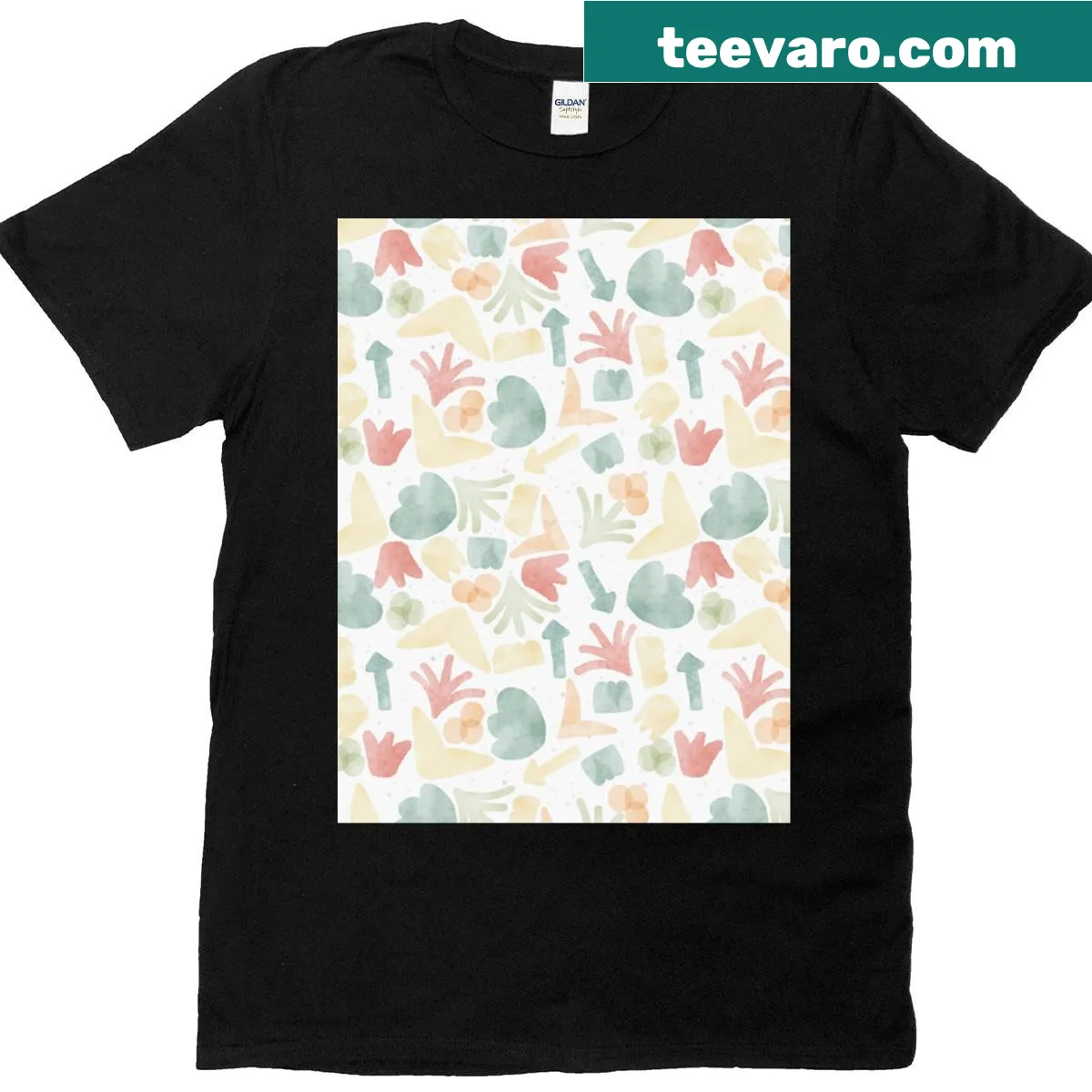 Abstract T-shirt featuring soft shapes in a minimalist design. — on a men's t-shirt