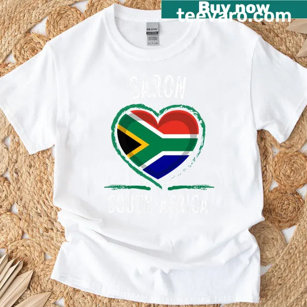 Heart design featuring South Africa flag and Saron city illustration