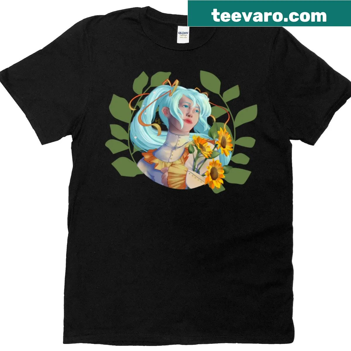 Oversized t-shirt with a cheerful sunflower design — on a men's t-shirt