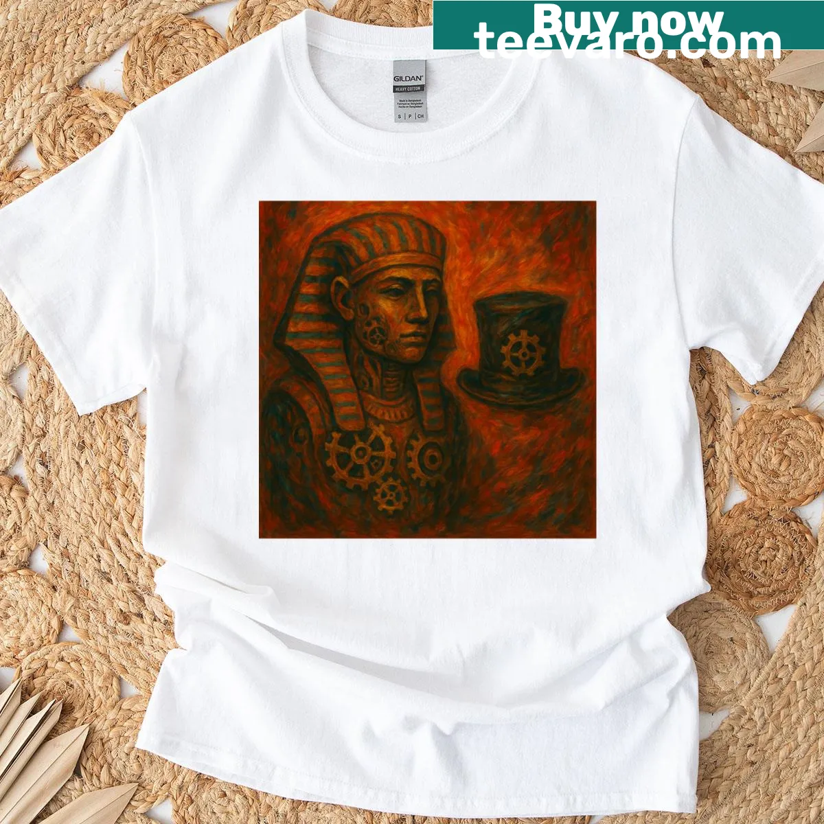 T-shirt showcasing the mechanical legacy of the Nile. — on a men's t-shirt