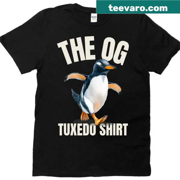 Cute tuxedo-wearing penguin cartoon t-shirt