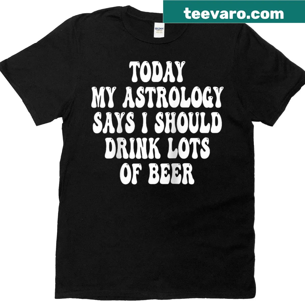 Astrology-themed T-shirt about drinking beer — on a men's t-shirt