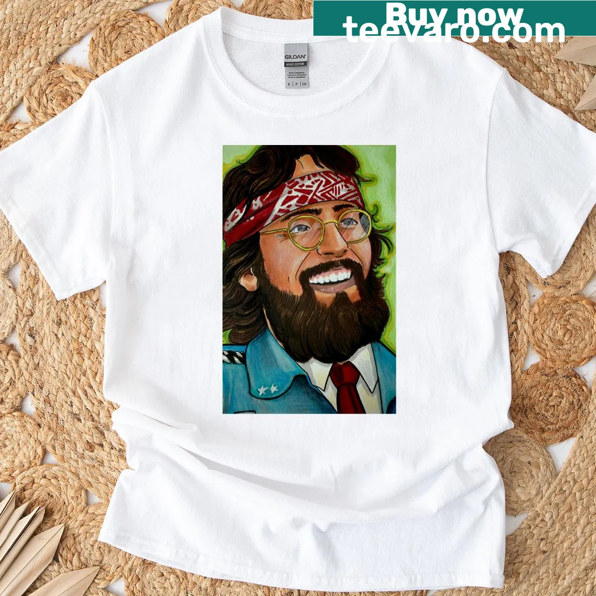 Fan art T-shirt featuring Tommy Chong — on a men's t-shirt