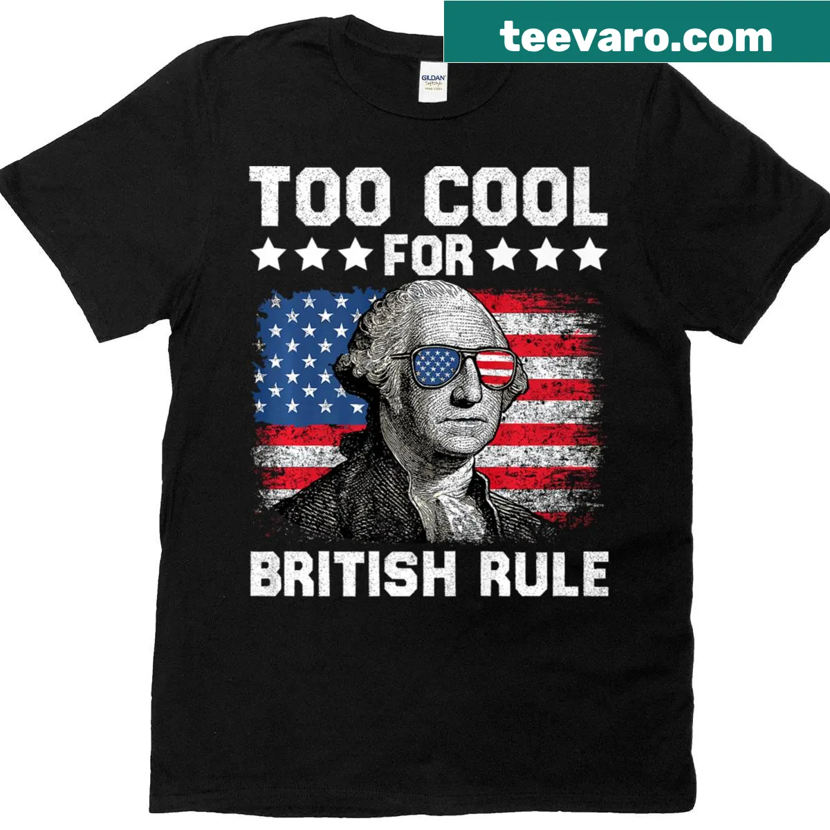 Patriotic T-shirt honoring George Washington with a humorous phrase — on a men's t-shirt