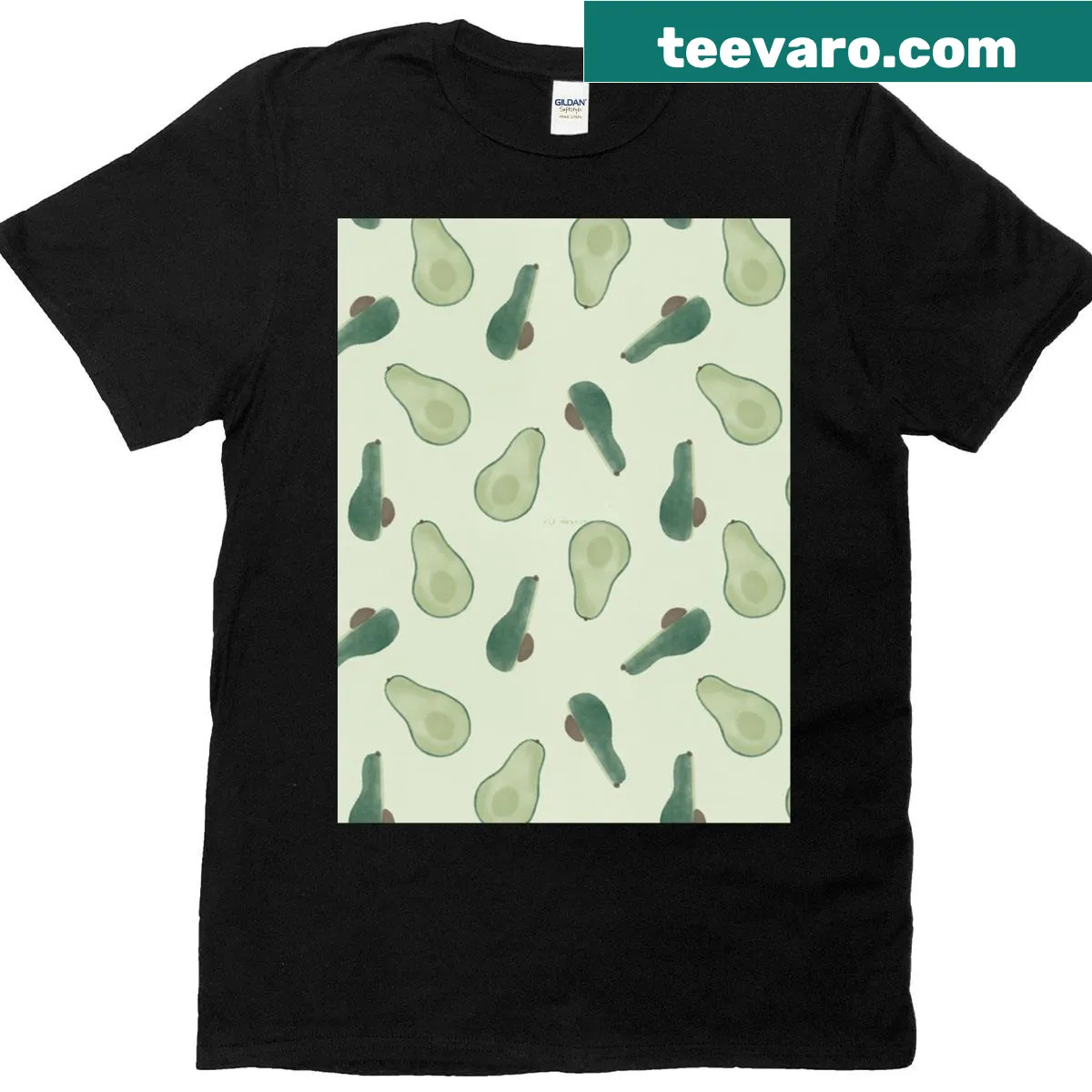 Watercolor T-shirt featuring a charming avocado graphic — on a men's t-shirt