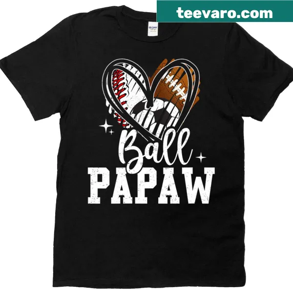 Heart design with baseball, football, and soccer balls for papaw
