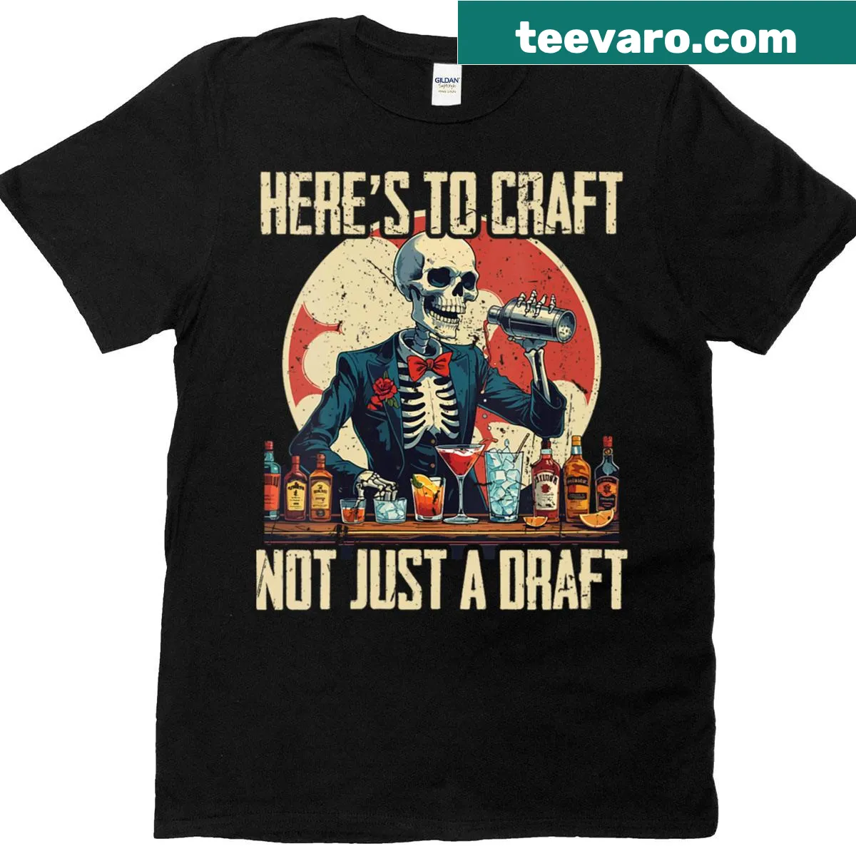 Bartender T-shirt with playful bartending graphic — on a men's t-shirt