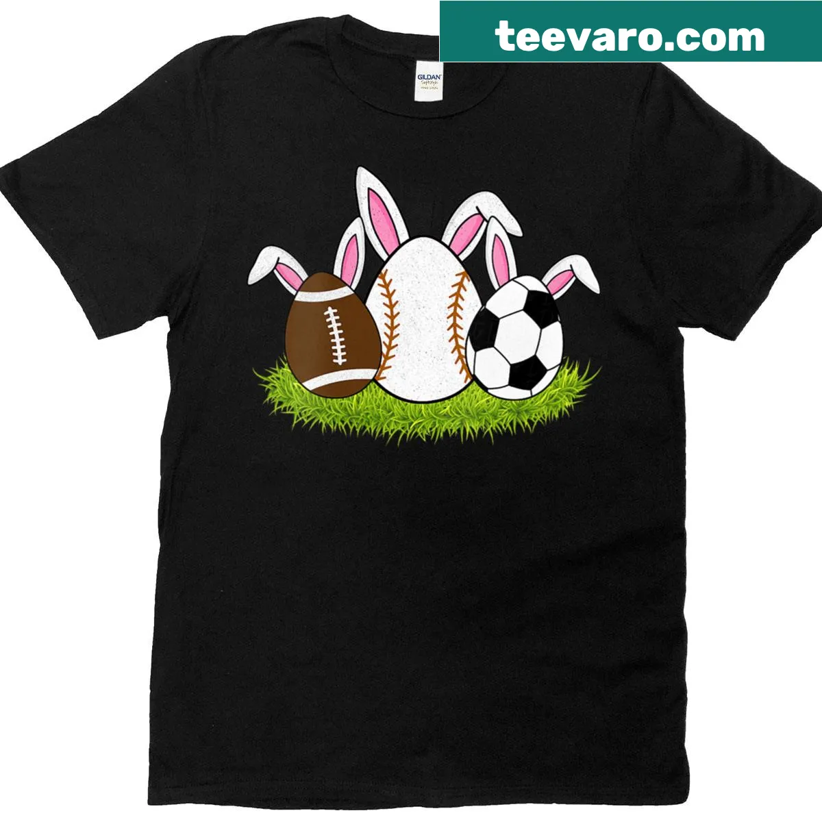 Cute T-shirt featuring bunnies playing sports for kids — on a men's t-shirt