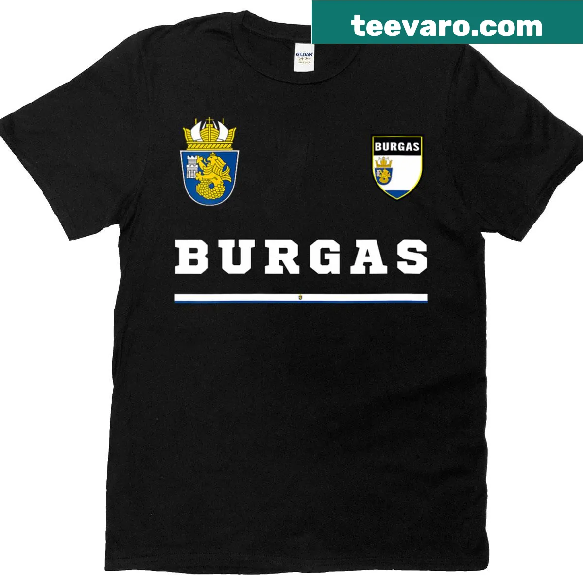 Sporty T-shirt for women featuring soccer jersey and flag design — on a men's t-shirt
