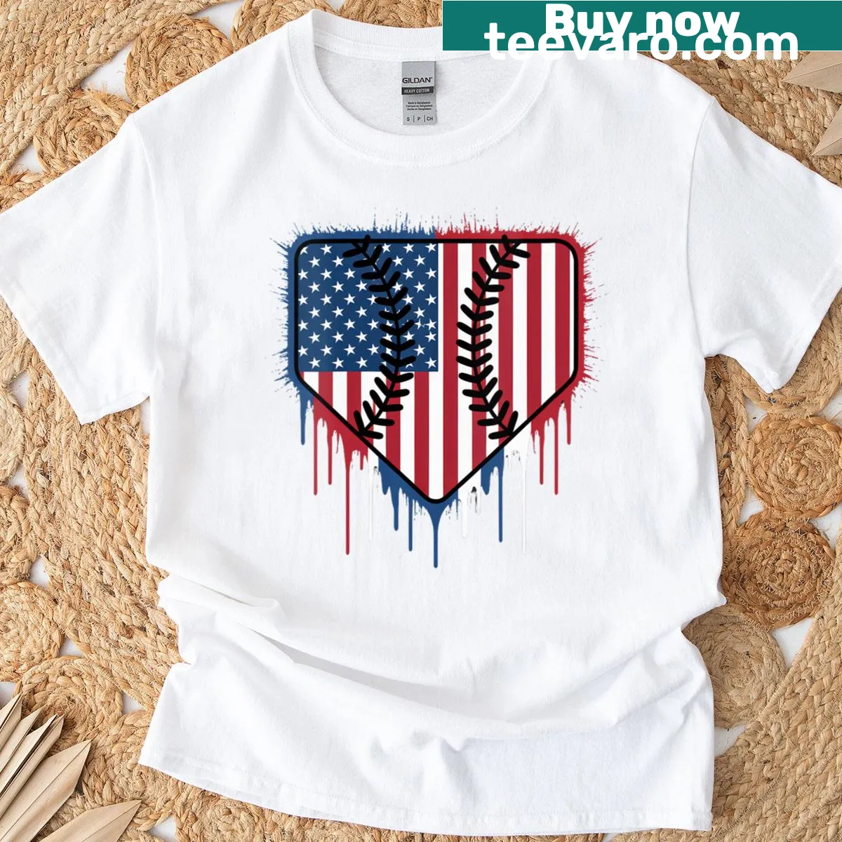 Patriotic ice cream T-shirt featuring American flag design — on a men's t-shirt