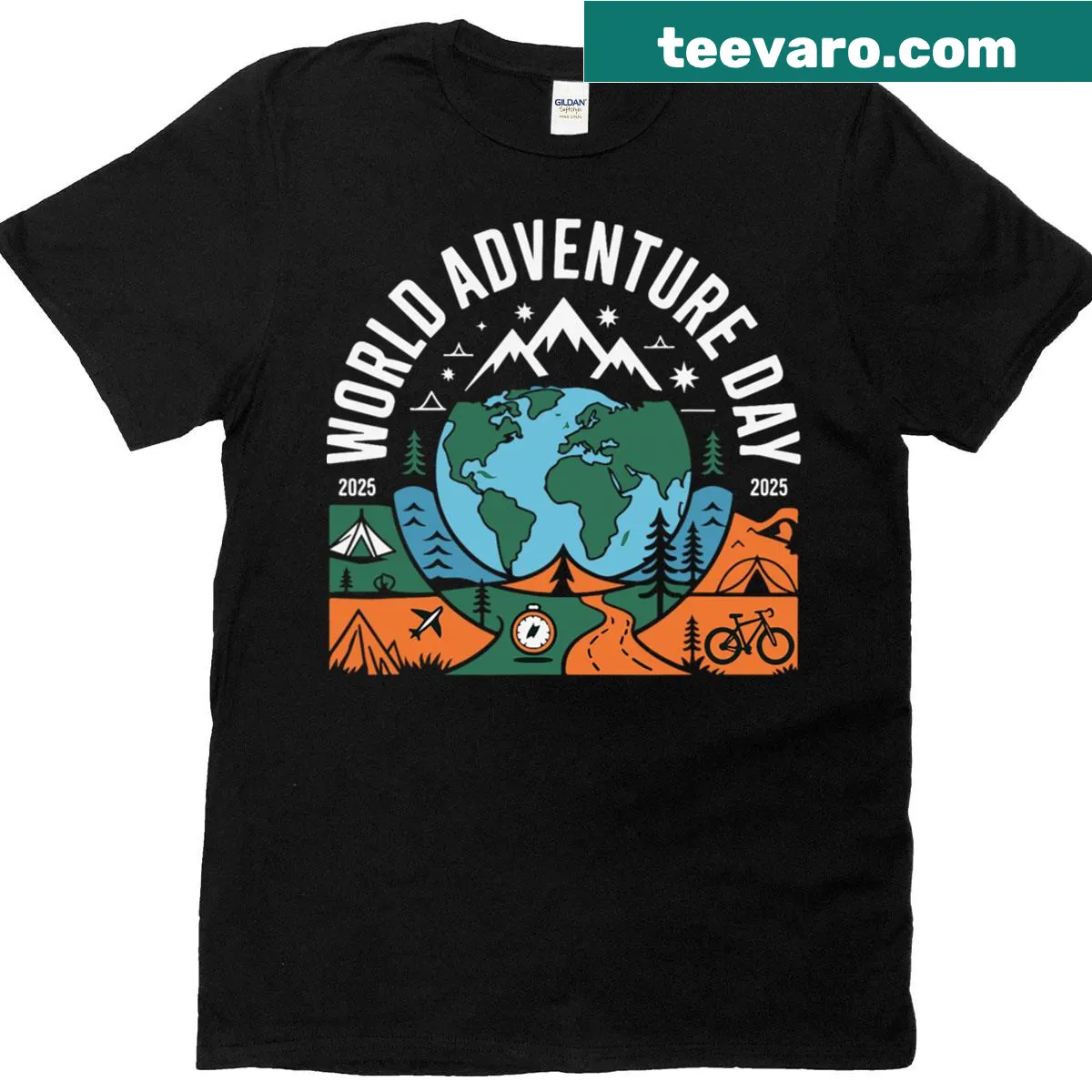 Playful graphic for World Adventure Day 2025 on a kids' tee — on a men's t-shirt