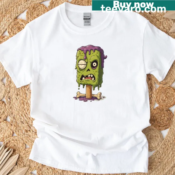 Playful zombie popsicle graphic t-shirt for Halloween