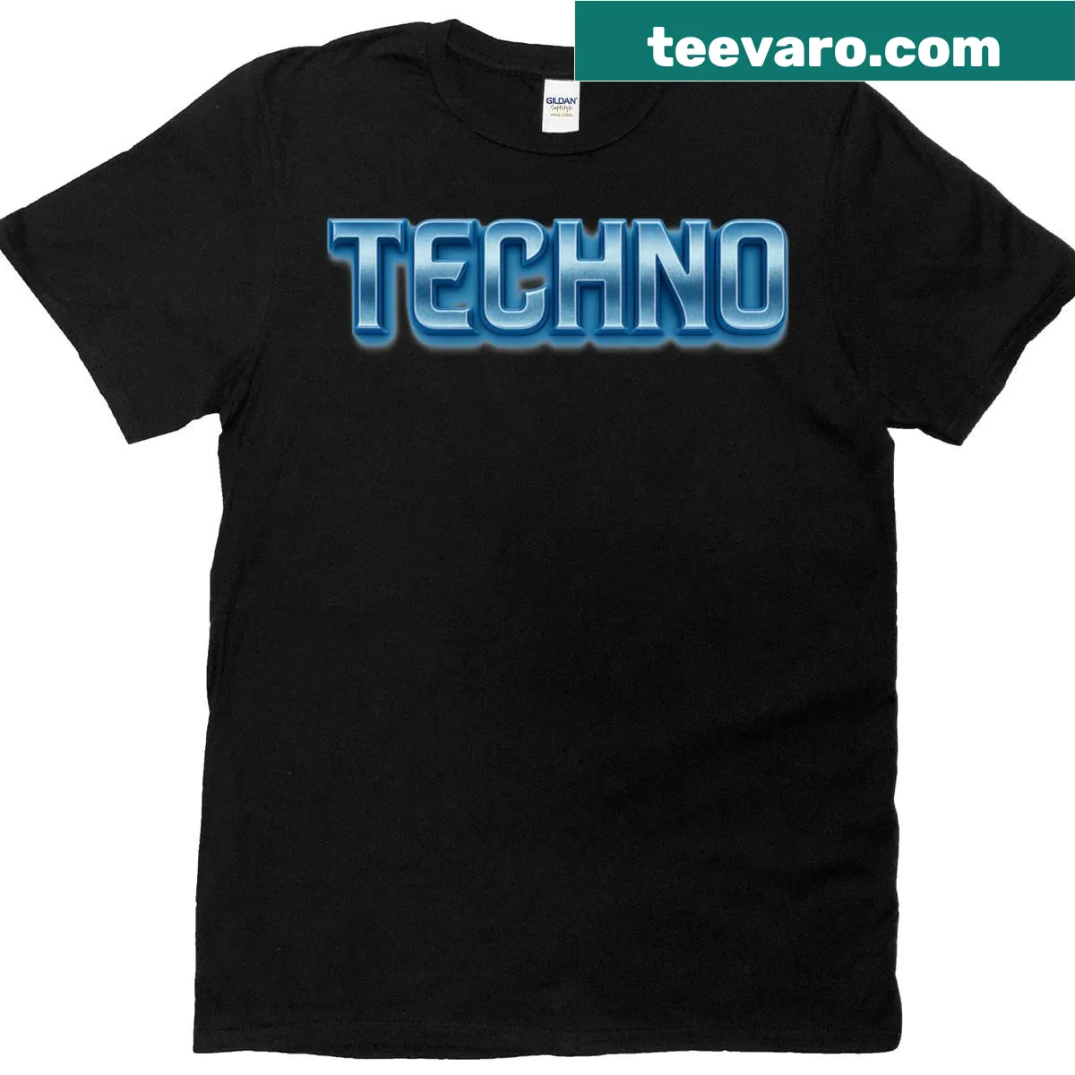 3D metallic techno design T-shirt with intricate patterns — on a men's t-shirt