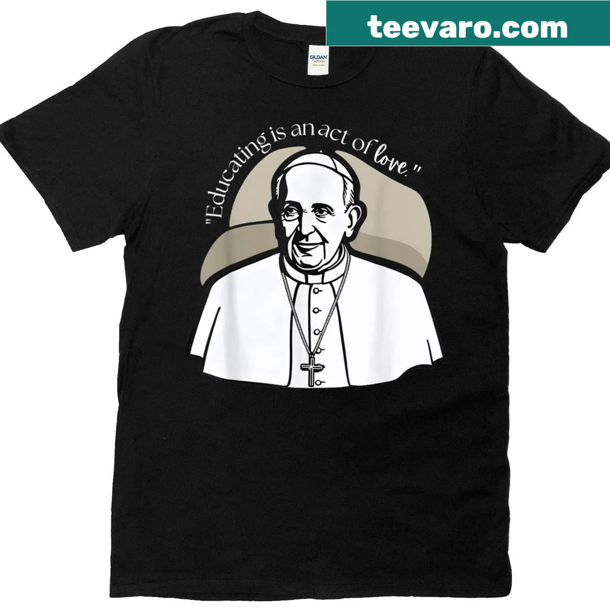 T-shirt honoring Father Francis with a sentimental message about love and learning — on a men's t-shirt