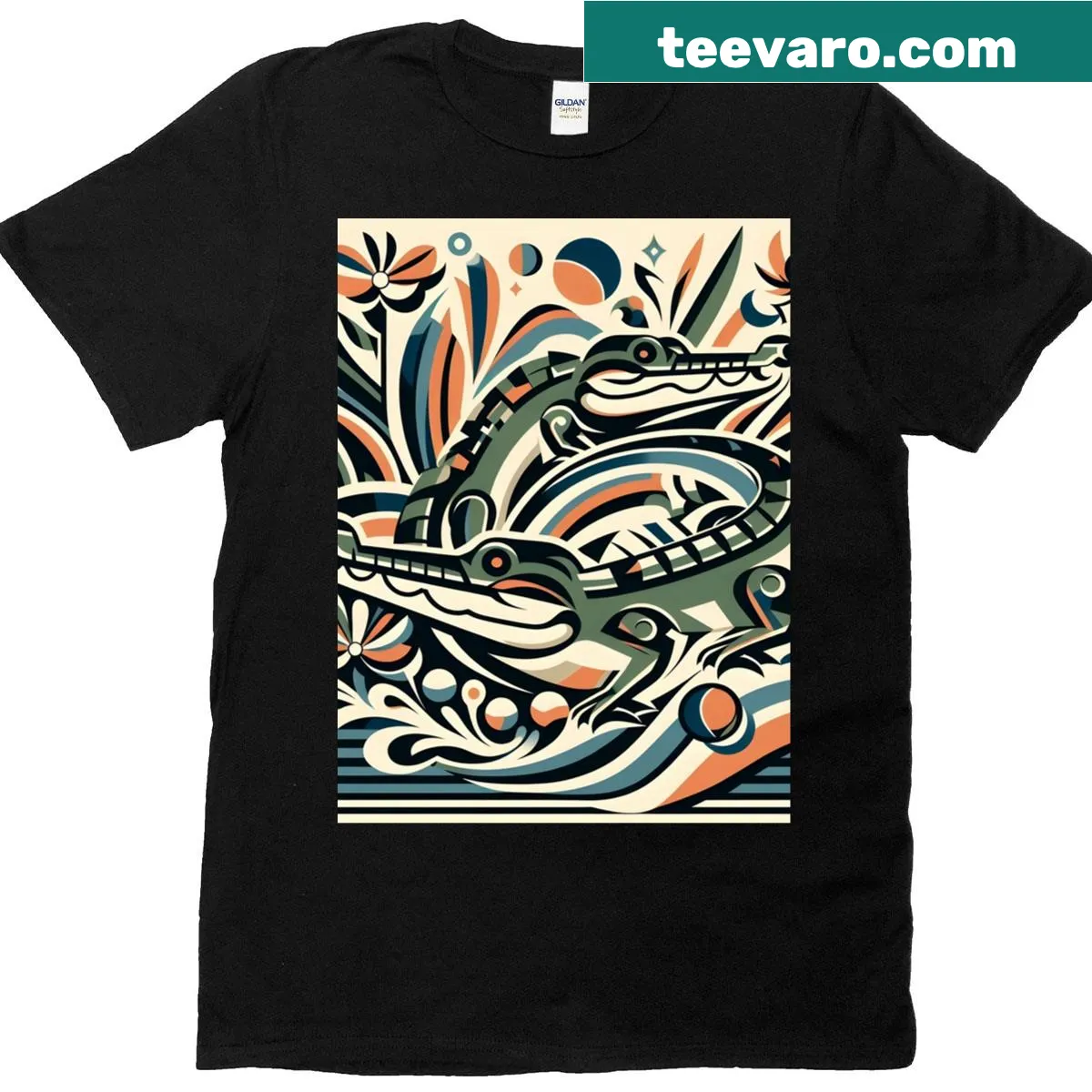 Playful alligator graphic on a T-shirt — on a men's t-shirt