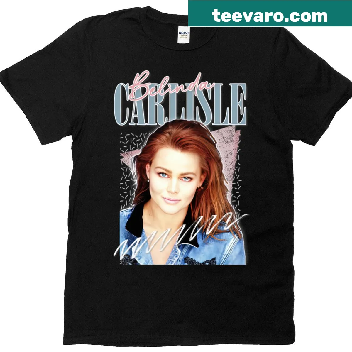 Retro 80s aesthetic t-shirt featuring Belinda Carlisle design — on a men's t-shirt
