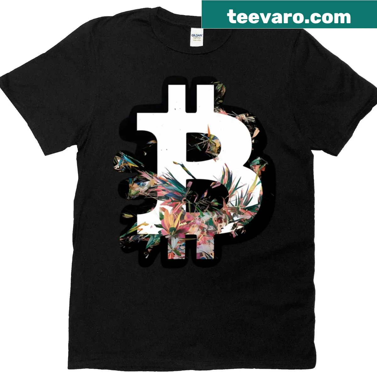 Contemporary Bitcoin-themed T-shirt with a clean shape design — on a men's t-shirt