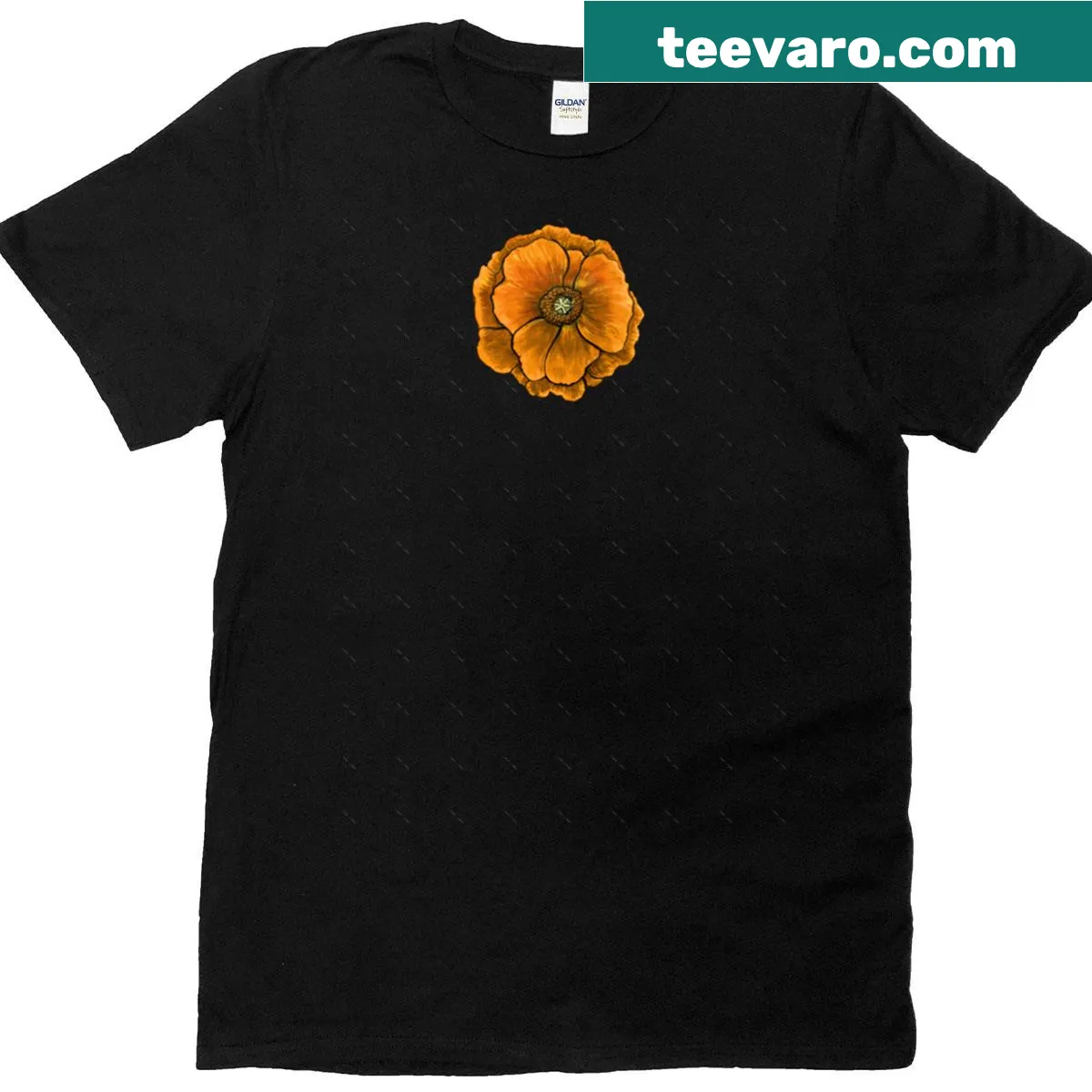 Oversized T-shirt with California poppy illustration — on a men's t-shirt
