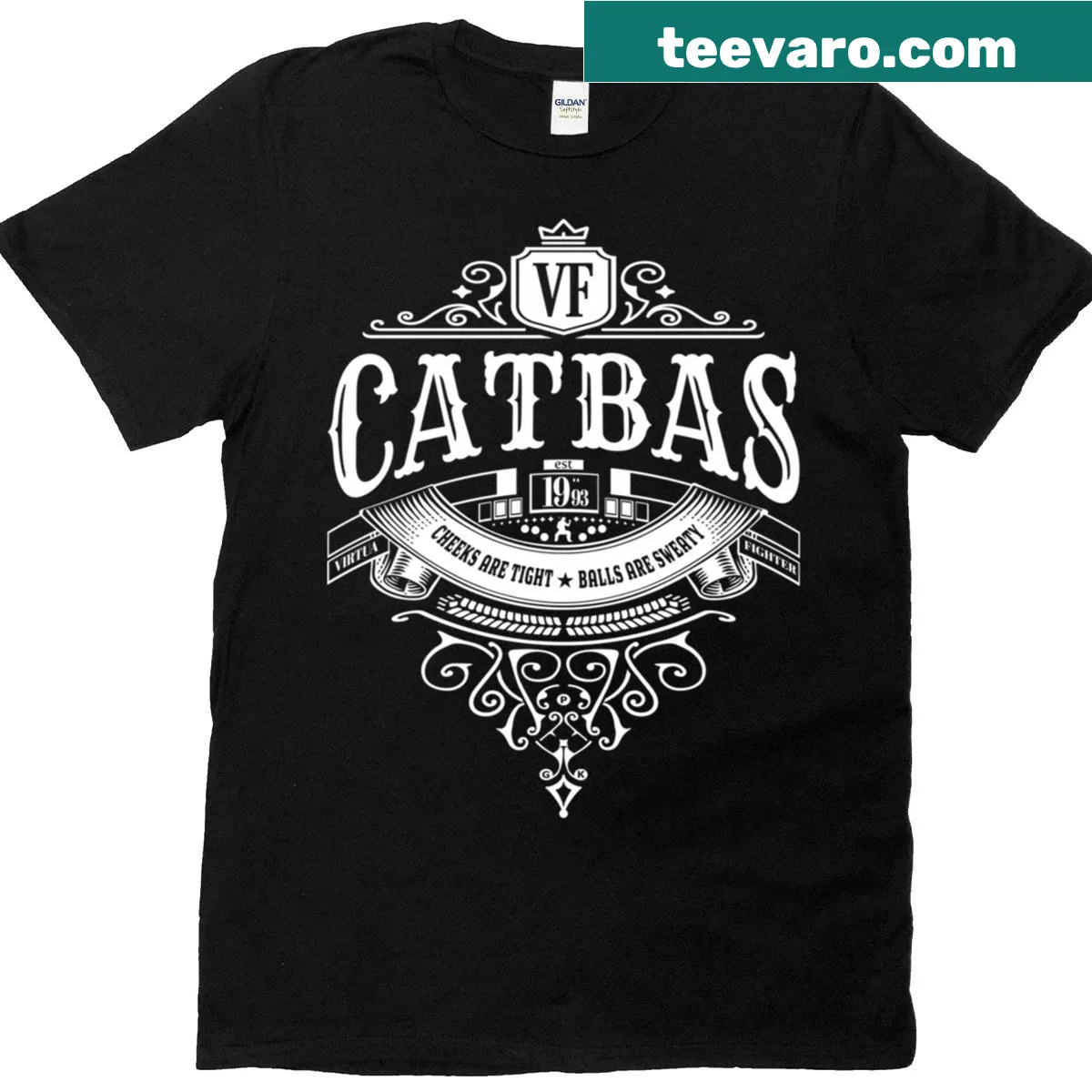 Cartoon design of Catbas Team from Virtua Fighter 5 Evo 2025 — on a men's t-shirt