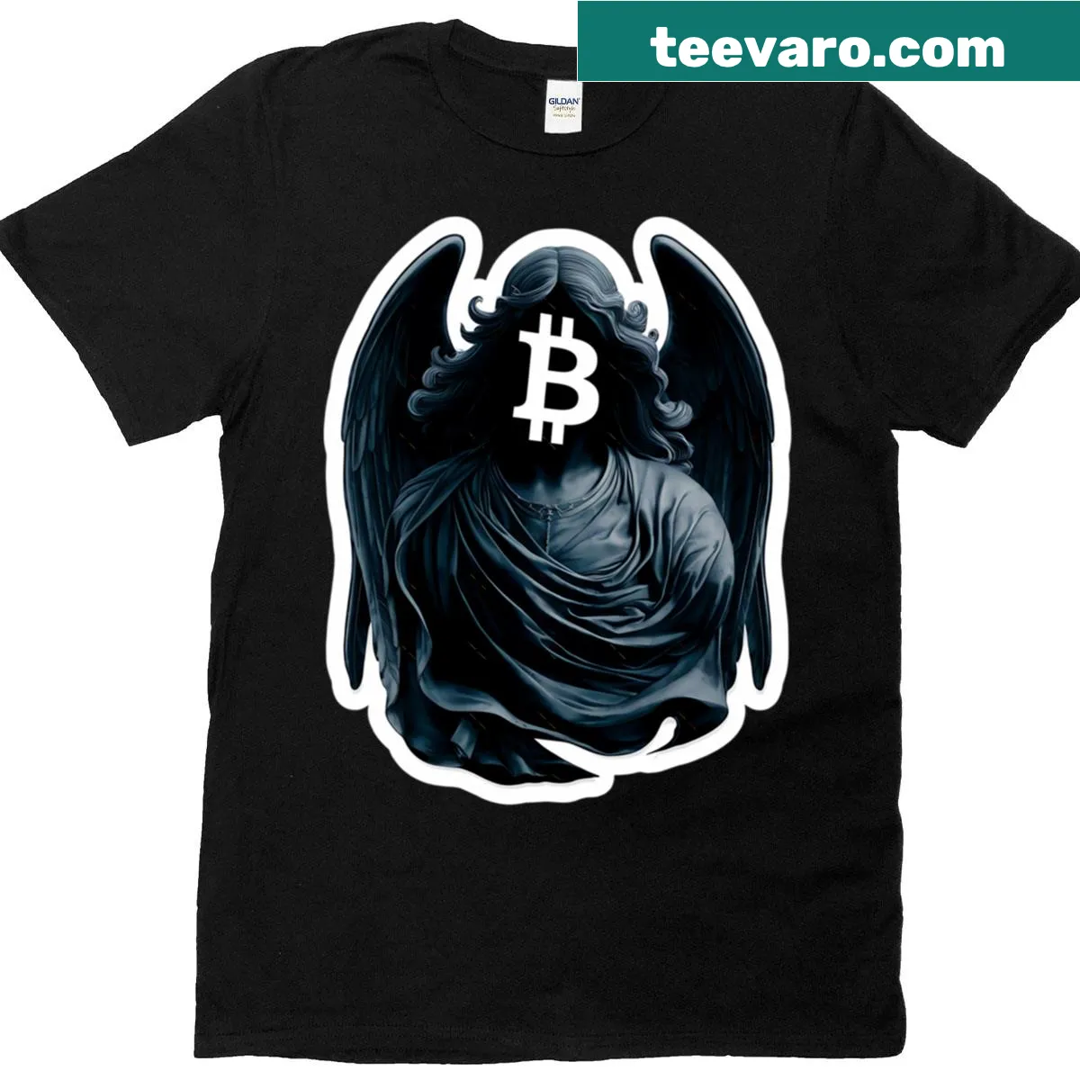 Minimalist T-shirt featuring a clean crypto vision graphic — on a men's t-shirt