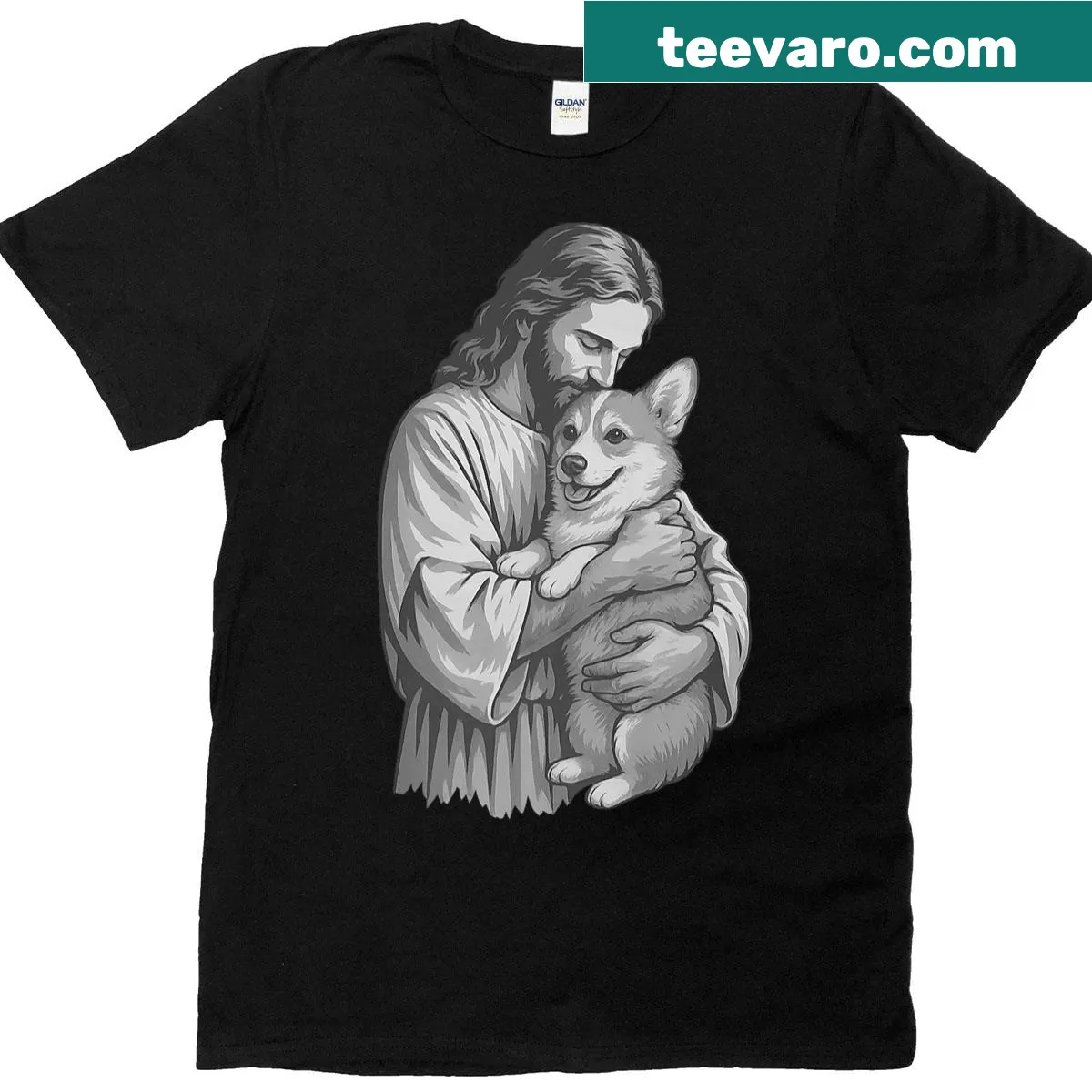 Corgi illustration with a Christian message on a sentimental t-shirt — on a men's t-shirt