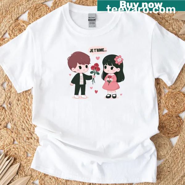 Kawaii couple design with 'Je Taimei Love You' text