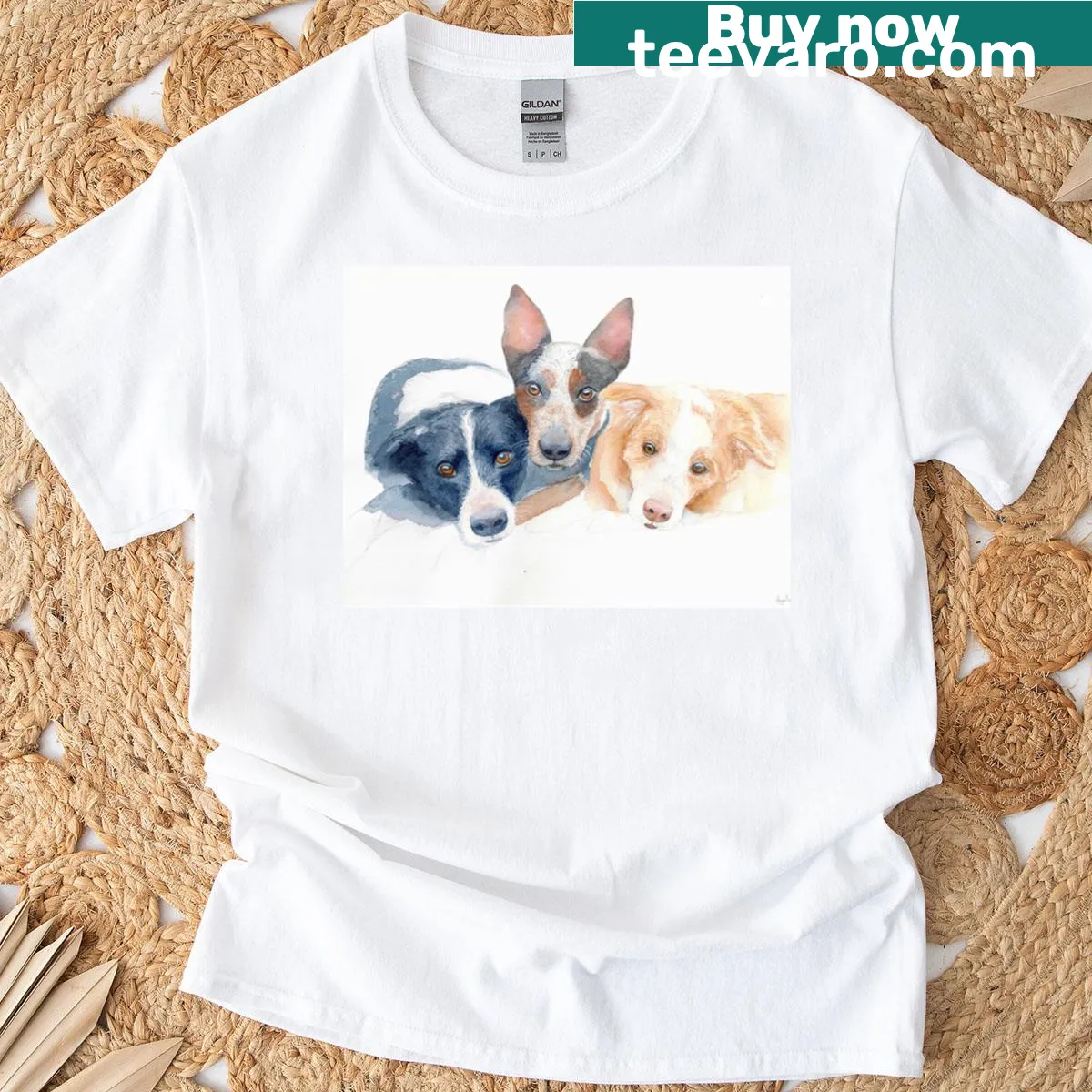 Whimsical illustration of D Squid and Ruby on a T-shirt — on a men's t-shirt