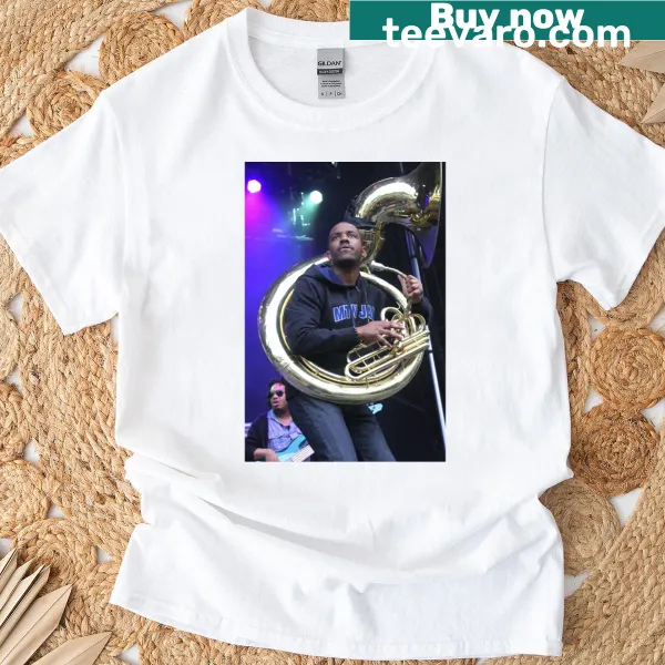 Photograph of Damon Bryson from The Roots on a T-shirt