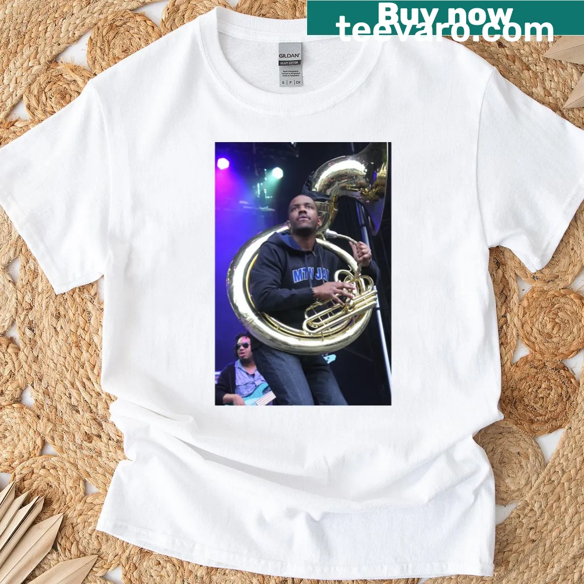 Photograph of Damon Bryson from The Roots on a T-shirt — on a men's t-shirt