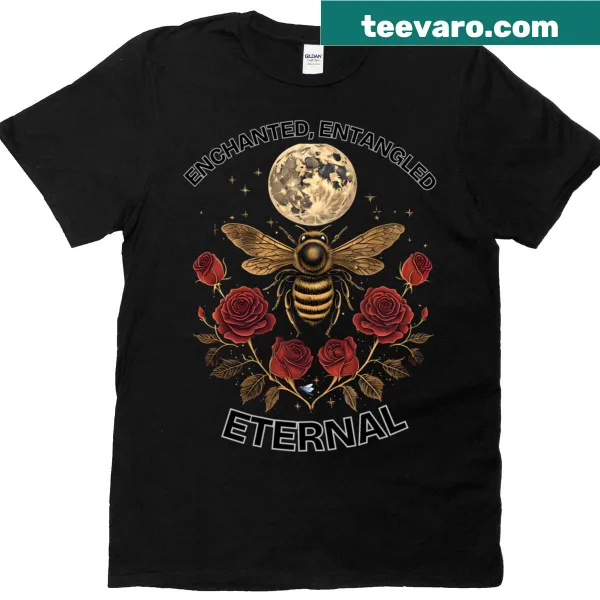 T-shirt featuring dark romance design with bee and moon