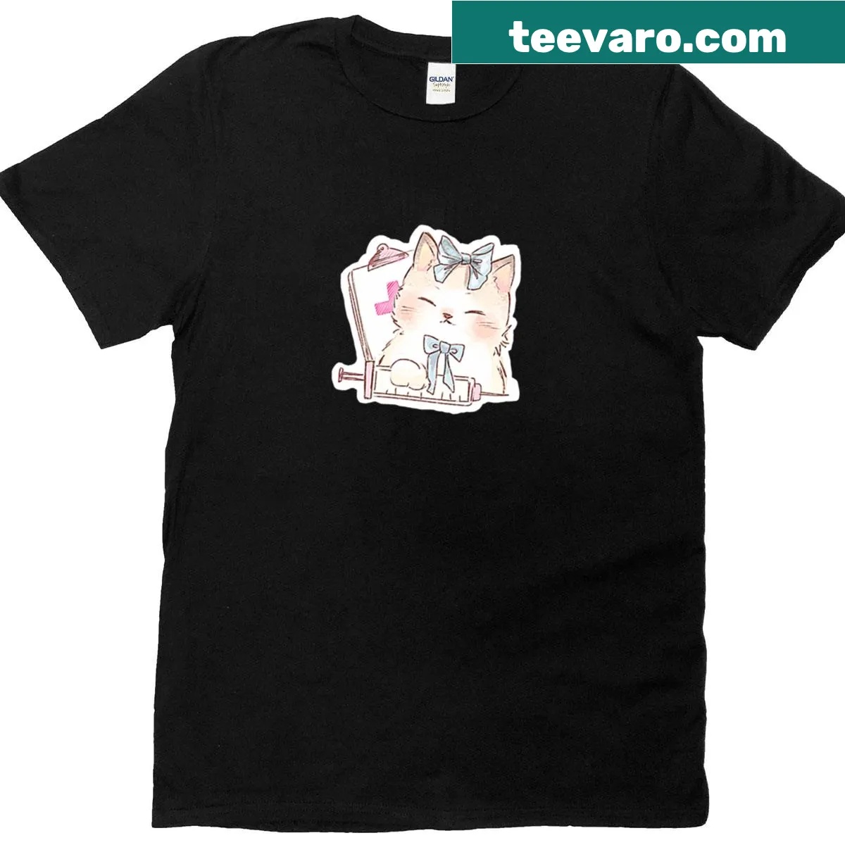 Playful t-shirt featuring a cat in a doctor's coat — on a men's t-shirt
