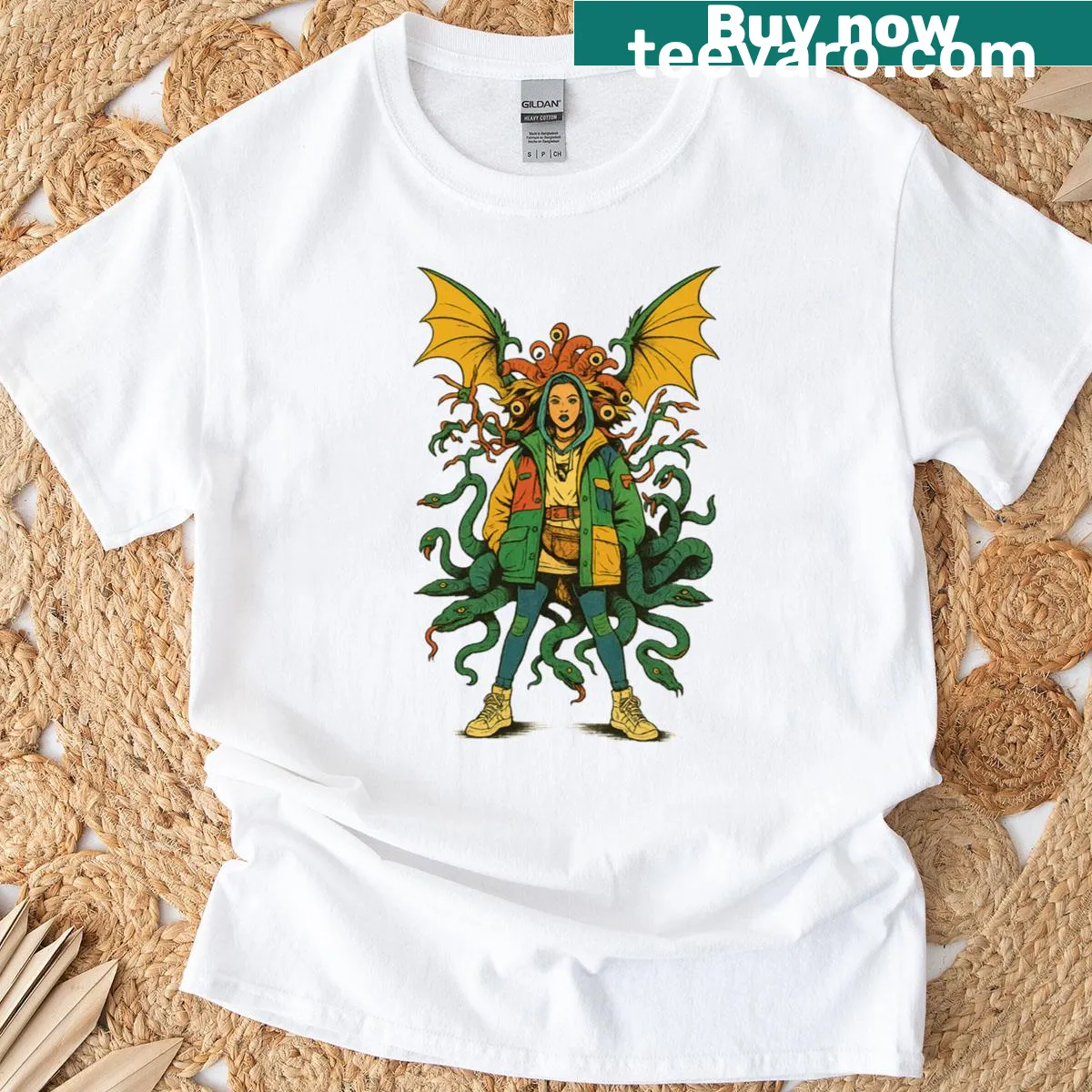 Eldritch-themed t-shirt featuring a mysterious character design — on a men's t-shirt
