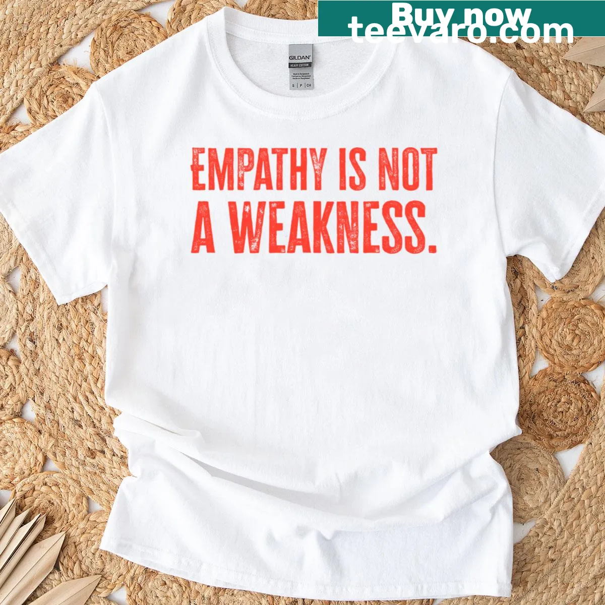T-shirt with the text 'Empathy Is Not A Weakness' in a clear font — on a men's t-shirt