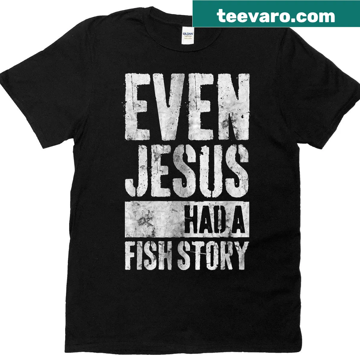Funny fishing-themed t-shirt with a biblical reference — on a men's t-shirt
