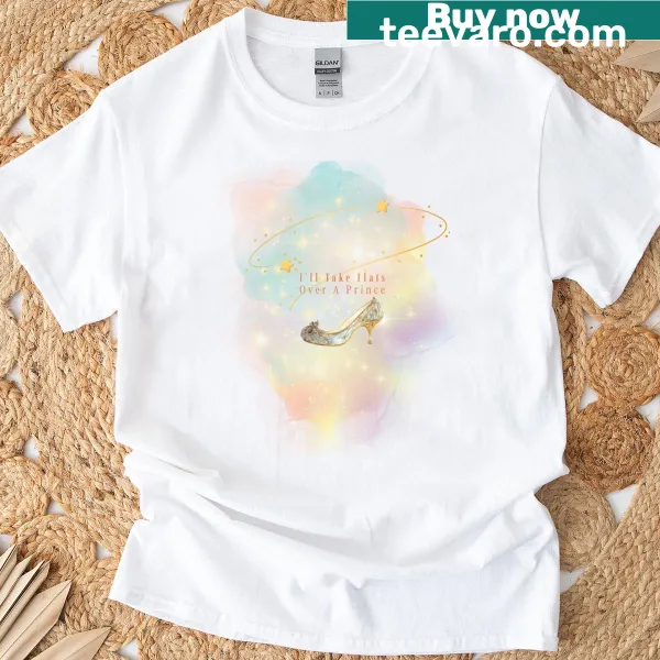 T-shirt with playful graphic saying Fairytales Fade Flats Don't Hurt