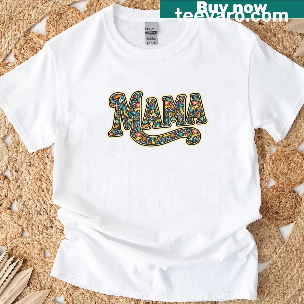 T-shirt with Floral Mama Letters design for Mother's Day — on a men's t-shirt