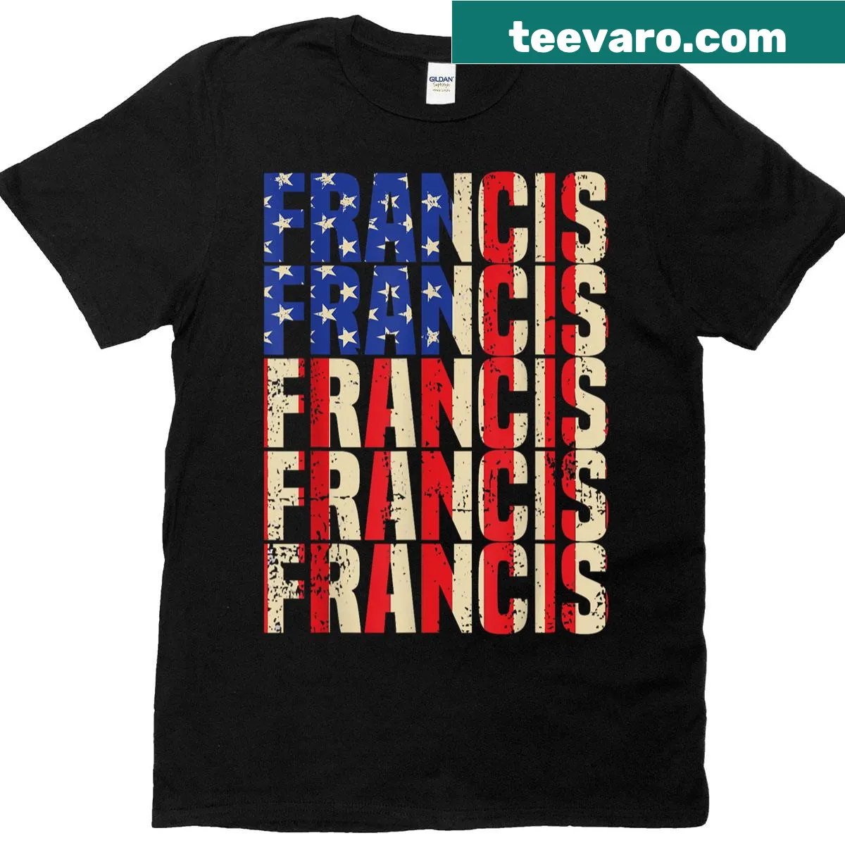 Vintage-style t-shirt with the name 'Francis' and American flag design — on a men's t-shirt