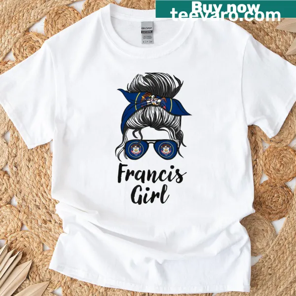 T-shirt featuring the name 'Francis' and 'Utah' in a simple typography design