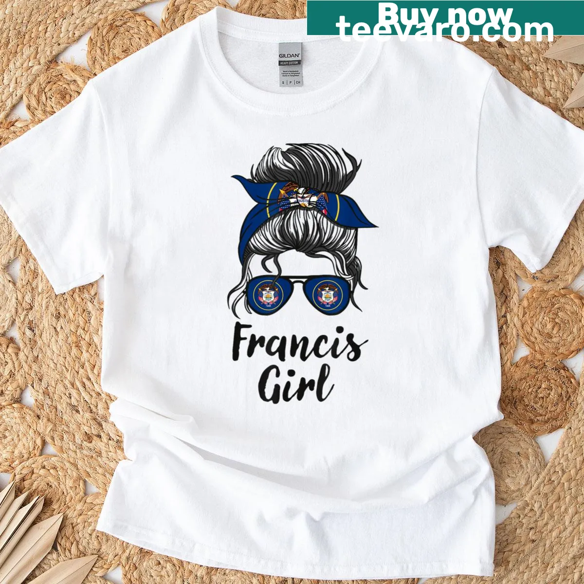 T-shirt featuring the name 'Francis' and 'Utah' in a simple typography design — on a men's t-shirt