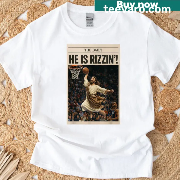 Humorous Easter-themed T-shirt featuring a basketball Jesus illustration
