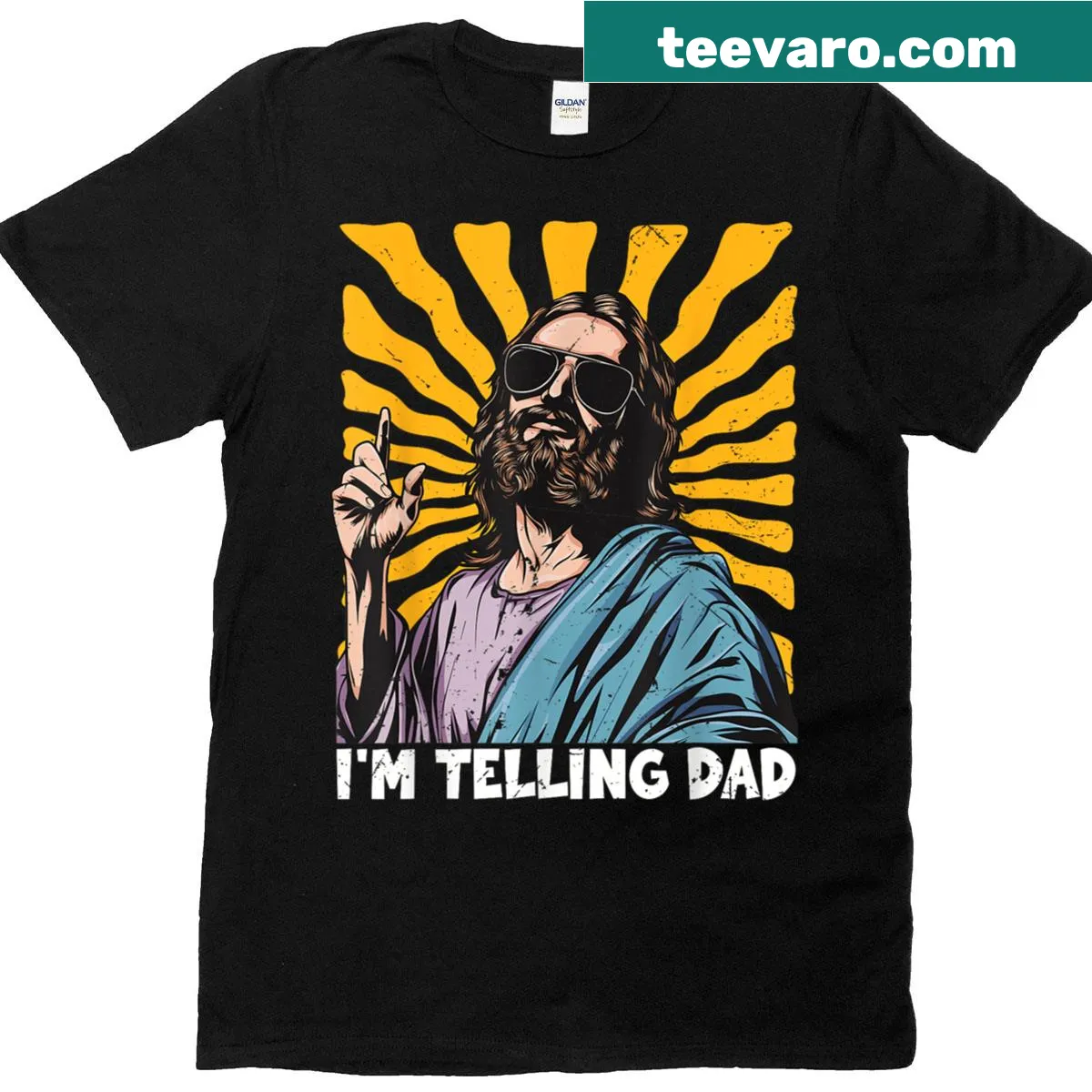 Humorous Christian meme T-shirt for dads with clever text — on a men's t-shirt